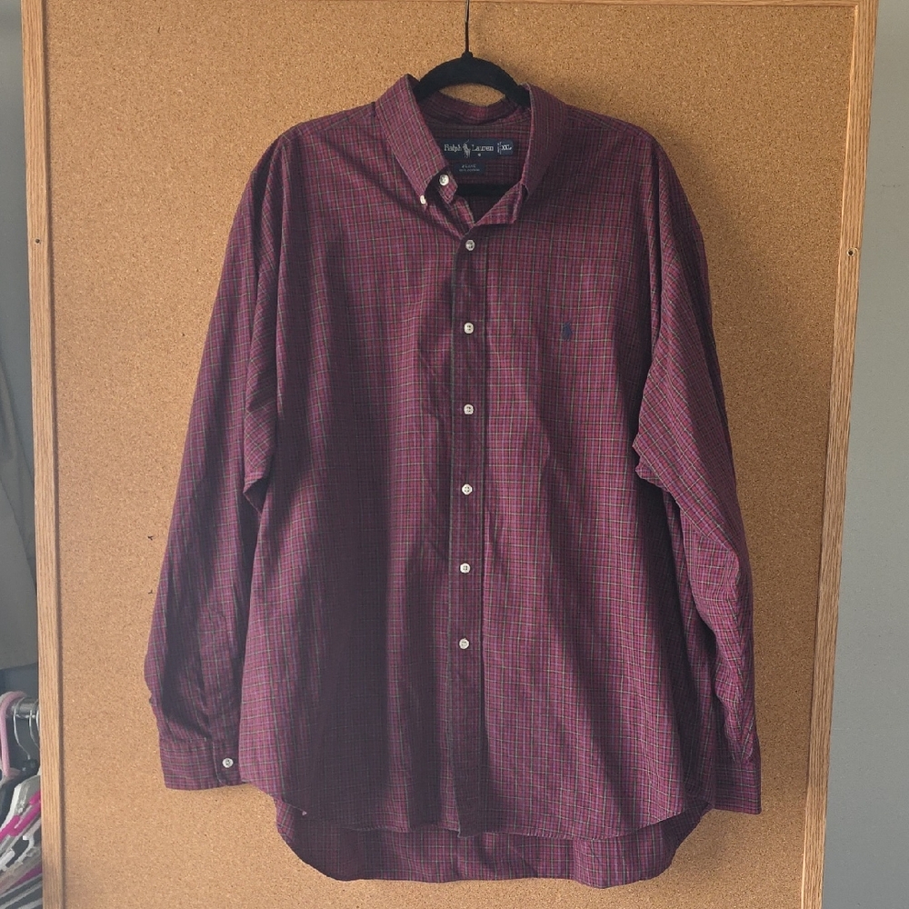 Ralph Lauren Blake Cotton Y2K Plaid Long Sleeve Preppy Button Down Shirt. Sz 2X